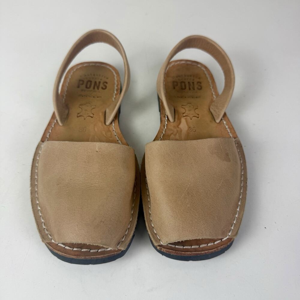 Pons Menorca Sandals Camel Size US 6 Avarca Leather Made In Spain Classic